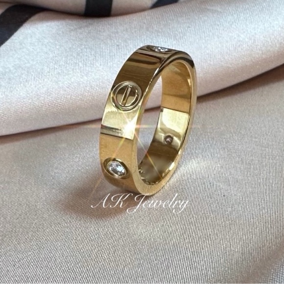 💎LUXURY MEDIUM Width RING, Diamond & Screw Design, Both Styles in One - Picture 2 of 5